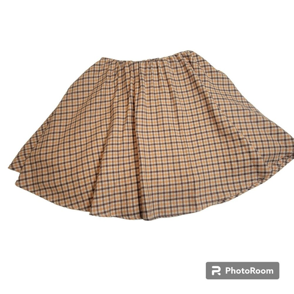 Copper Key Skirt, Junior XS, Orange, Brown, & White Check, Short, New with Tags